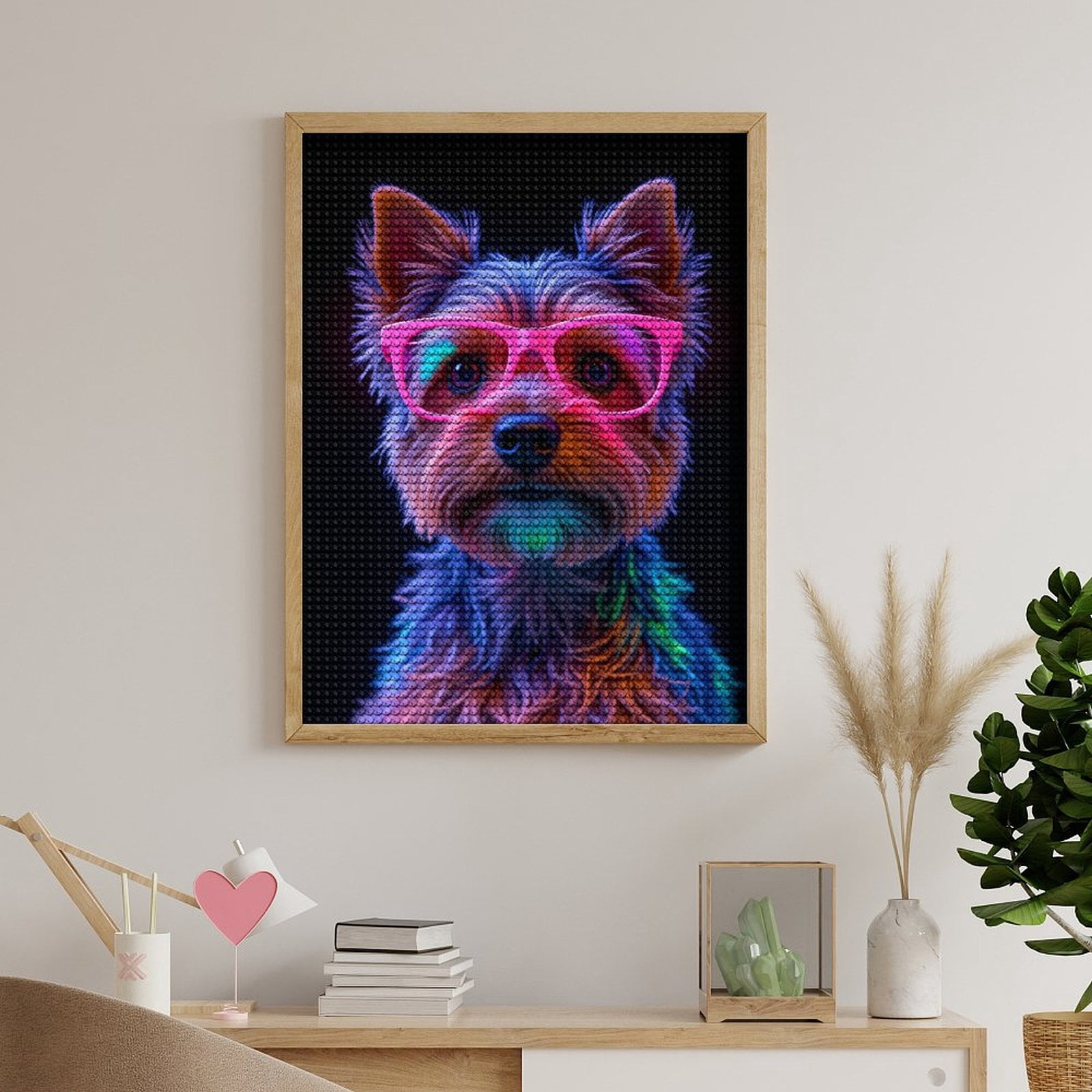 Diamond Art Kits for Adults, Neon Dog Glasses Colors 5D Diamond Painting Kits for Adults Beginners, DIY Full Drill Diamond Painting, Gem Art and Crafts 12x16