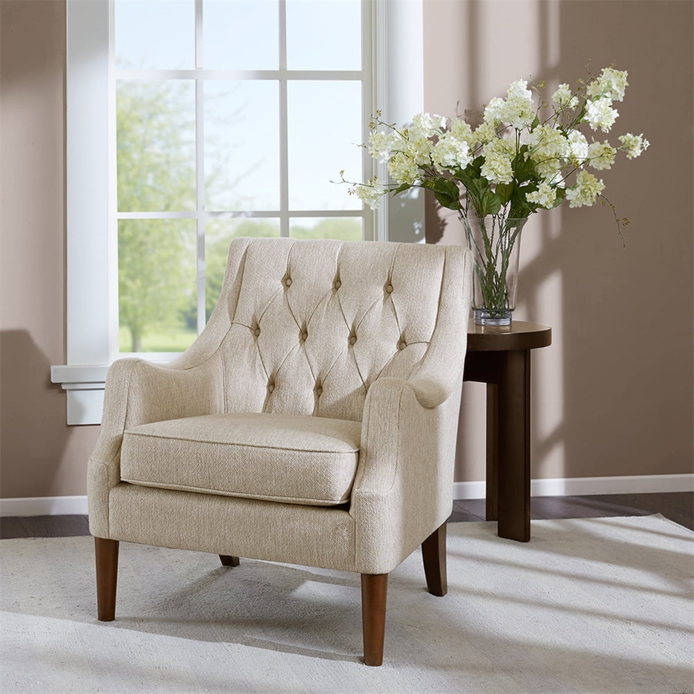 Accent Chair, Modern Button Tufted Upholstered Armchair with Solid Wood