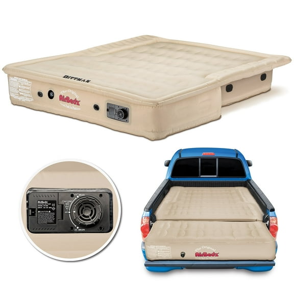 Airbedz by Pittman Outdoors - Truck Bed Air Mattress Mid Size 5.0'-5.5' Ft Bed With Built-In Rechargeable Battery Air Pump & Includes Tailgate Extension Tan