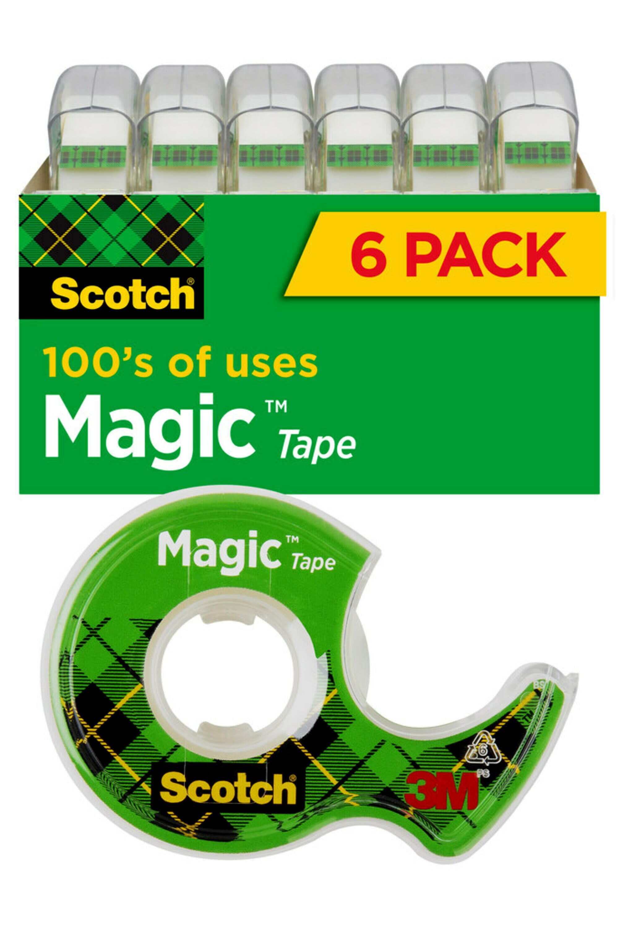 1'' x 1296'' 36 yard 1'' Core Clear 021200073793 Scotch 3M Magic Tape 
