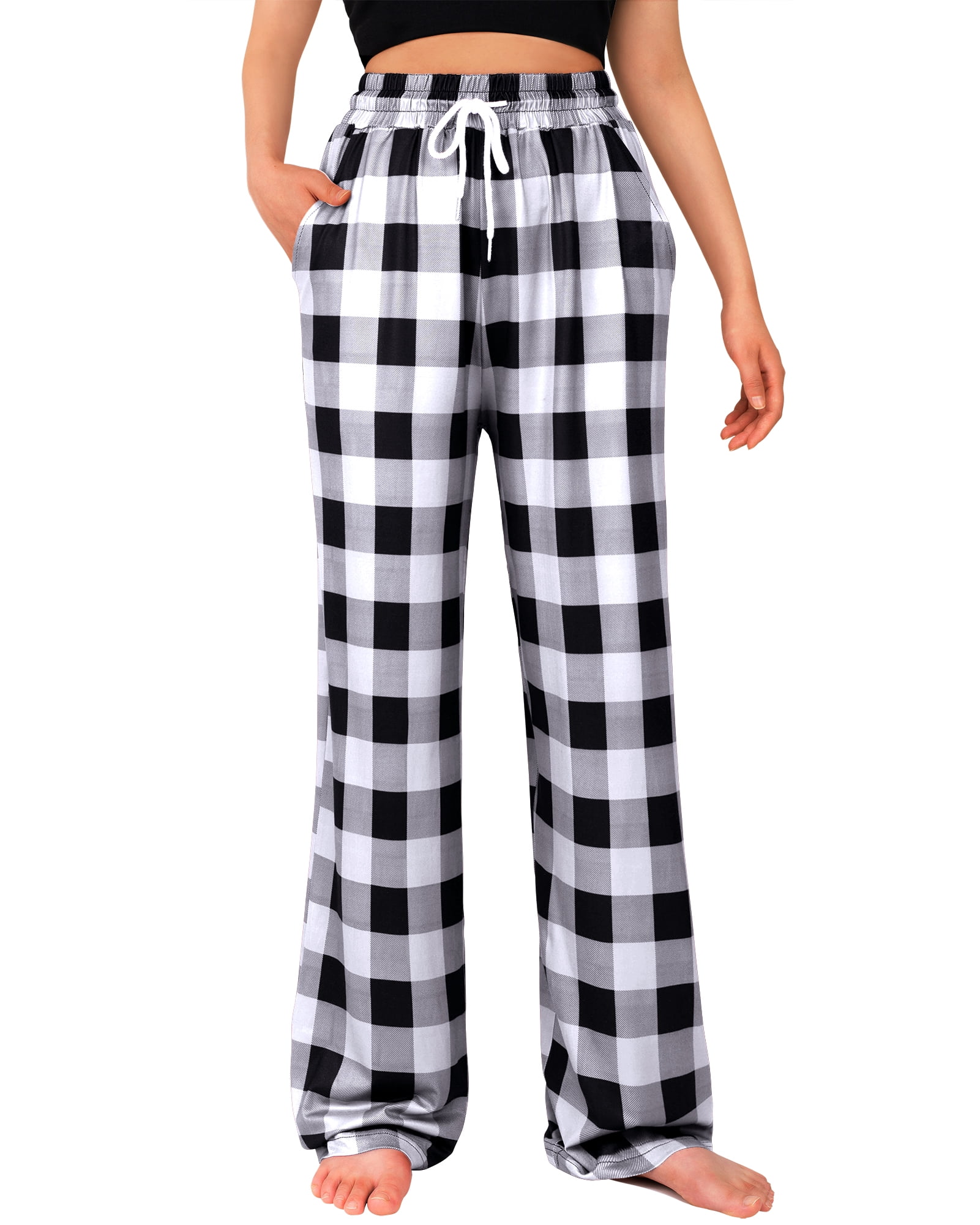 Siliteelon Women's Pajamas Pants Stretch PJ Bottoms Drawstring Lounge ...
