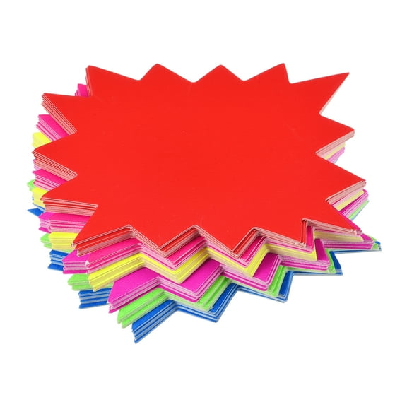 Uxcell Blank Star Burst Sale Signs Price Tags Fluorescent Star Pricing Labels 90x70mm 6 Colors for Retail, Pack of 120