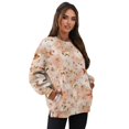 thumbnail image 7 of Xoenoiee Hummingbird Rose Flower Print Women Oversized Hoodies Casual Long Sleeve Sweatshirt Drop Shoulder Pullover Tops Side Slits Sportswear, Size XL, 7 of 7