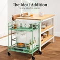 thumbnail image 6 of ZYPPP Outdoor Mobile Patio Bar Cart, Home Bar Serving Cart, BBQ Side Table w/ 2 Tier Storage, Wine Rack, Lockable Wheels - Sage, 6 of 9