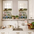 thumbnail image 3 of 3 Piece Kitchen Curtains and Valances Set Spring Daisy Cafe Curtains 36 Inch Length Flowers Farmhouse Leaves Floral Pots Country Retro Valance & Tier Curtain for Living Room Bedroom 54"x18"+27"x36"*2, 3 of 6
