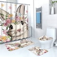 thumbnail image 1 of TIMIFIS Ensemble de Rideau de Douche Lapin de Pâques Oeufs de Pâques Rideau de Douche Tapis de Sol Ensemble 4 Pcs Maison Salle de Bain Séparation Sec Humide Cloison Imperméable Rideau de Douche Ensembles de Salle de Bain, 1 of 8