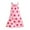 Pink, variant on Summer New Pink Strawberry Print Ruffle Edge Bow Neckline Girls' Fashion Sleeveless Strap Home Casual Dress