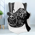 thumbnail image 4 of Girl Soft Flannel Fleece Throw Blanket, Illustration of Woman Silhouette with Wavy Floral Hair Design, Cozy Plush for Indoor and Outdoor Use, 60" x 80", Charcoal Grey and White, by Ambesonne, 4 of 5