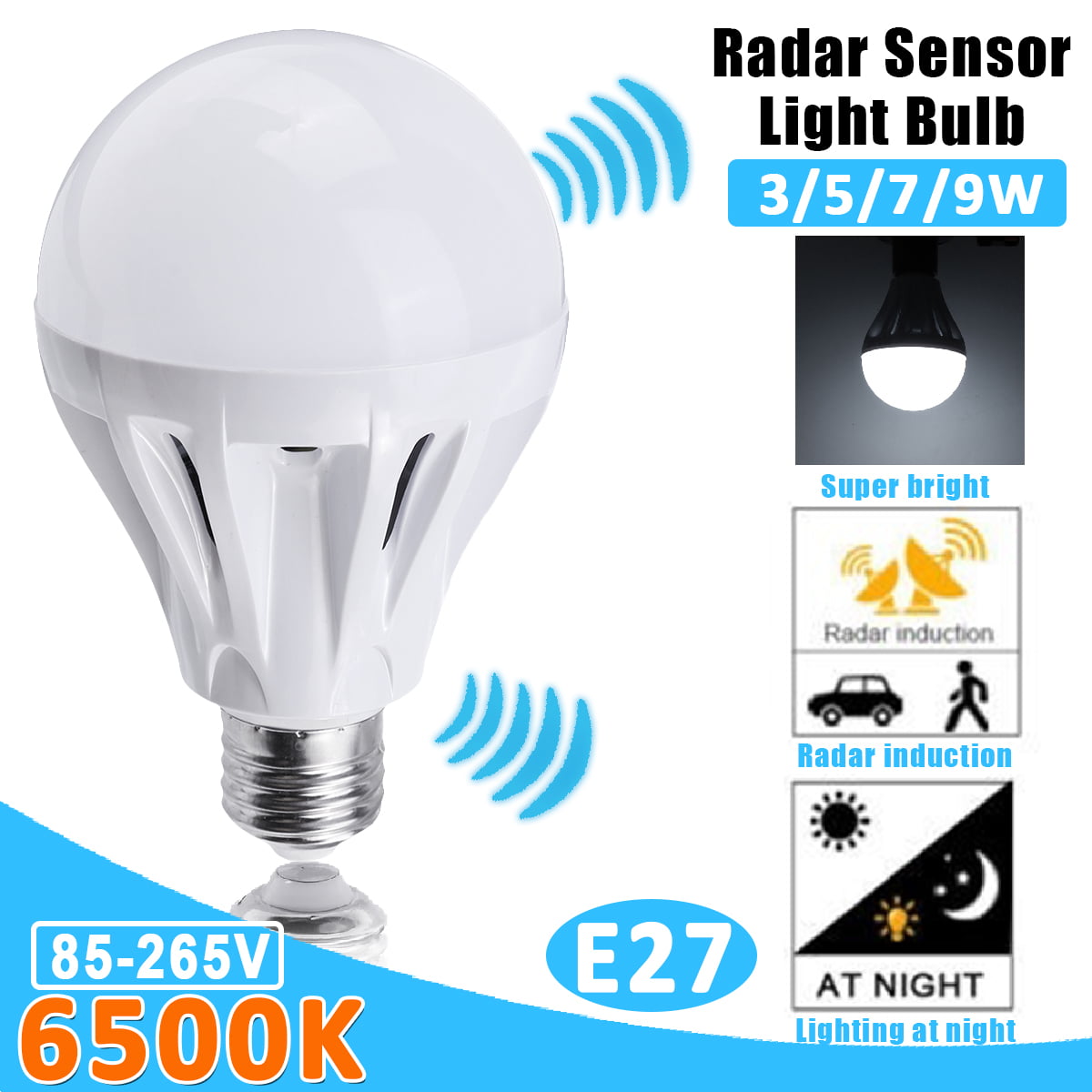 Sensor Light Dusk till Dawn LED Bulb, Light Sensor Porch Light Bulbs, 3