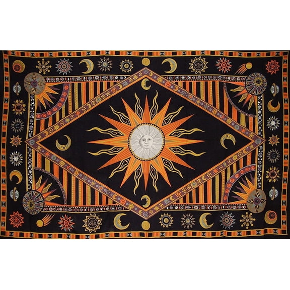 Celestial Tapestry Cotton Spread 102" x 70" Twin Orange