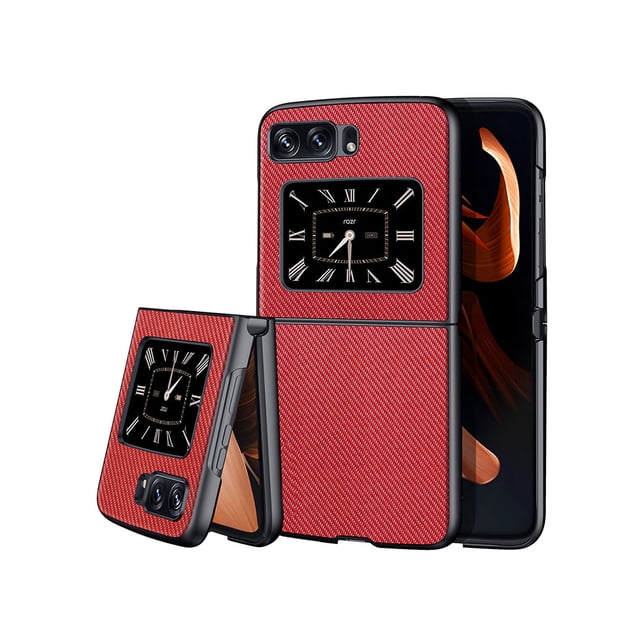 Leather Back Cover Phone Case for Moto Razr 2022 Phone Flip Folding Full Protective Shockproof Cover