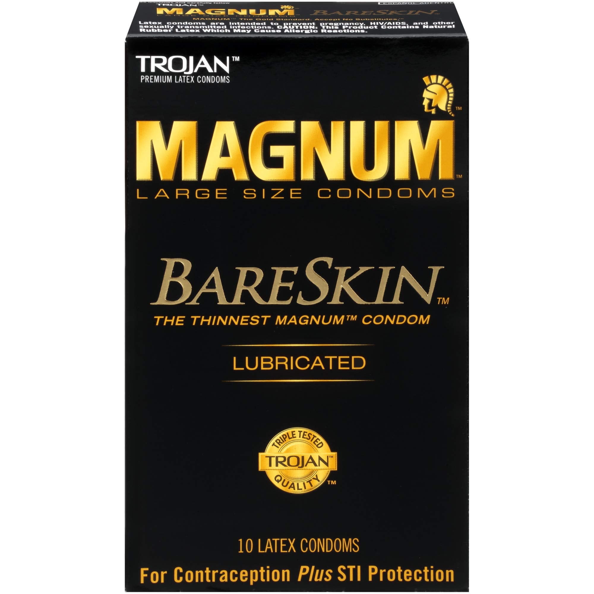 TROJAN Magnum Bareskin Ultra-Thin Lubricated XL Condoms, Multipack Value of  10 ea (Pack of 3)