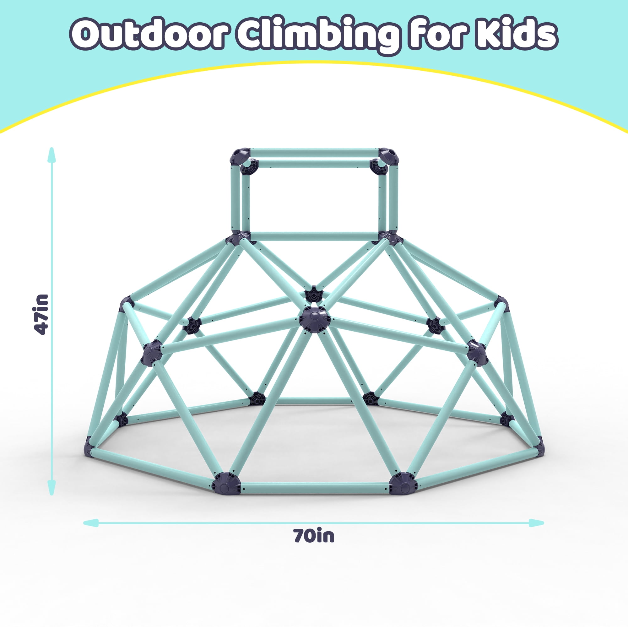 Geometric Climbing Dome for Kids Ages 3 to 10, Galvanized Steel Indoor Outdoor Climbing Frame, Sturdy High Load Capacity, Portable Easy Assembly Play Equipment