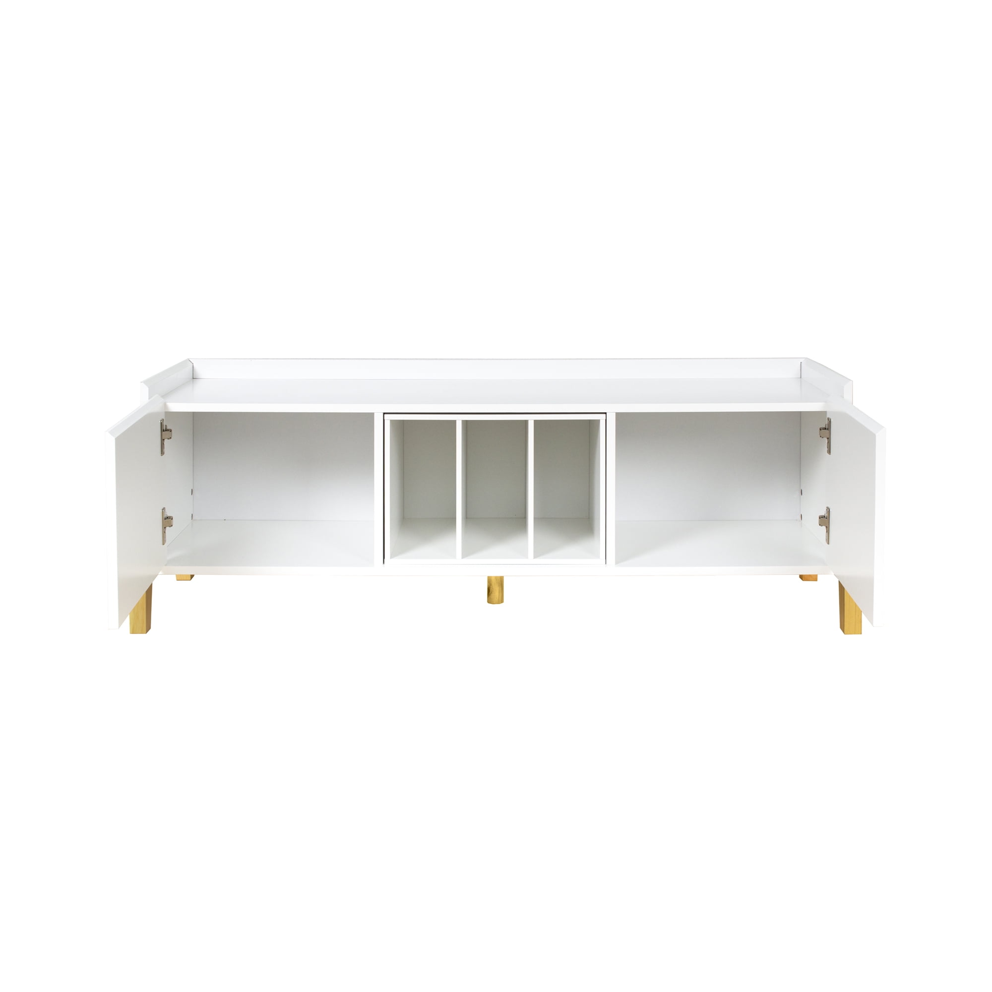 Wooden TV Stand for TVs up to 55 Inch, Media Console with 2 Cabinets and Shelves, TV Console for Living Room (White)