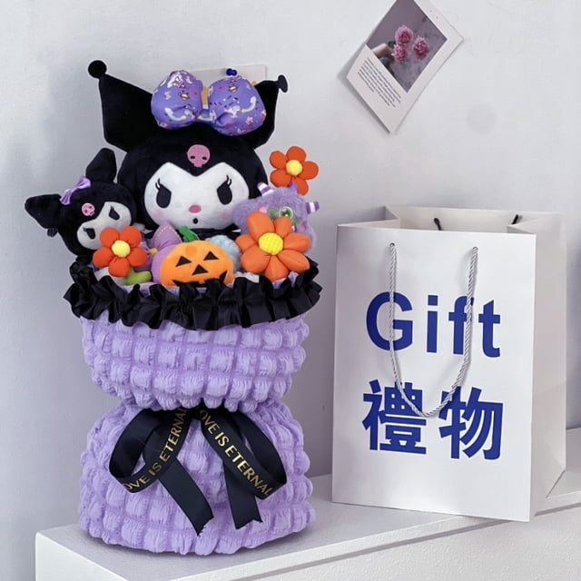 Sanrio Kuromi ramo de peluche Hello Kitty Cinnamoroll peluche ramo de flores Kawaii Anime lindo aniversario niña regalo Juguetes