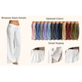 thumbnail image 2 of Titcea Linen Pants Women Drawstring Elastic High Waisted Wide Leg Flowy Palazzo with Pockets Summer Boho Casual Travel Vacation Pants White L, 2 of 6