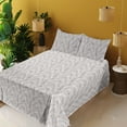 thumbnail image 2 of Ambesonne Leaves Fitted & Flat Sheet with Sham 3 Pcs Set, Warm Taupe Leaf Botanical, Twin, Warm Taupe White, 2 of 5