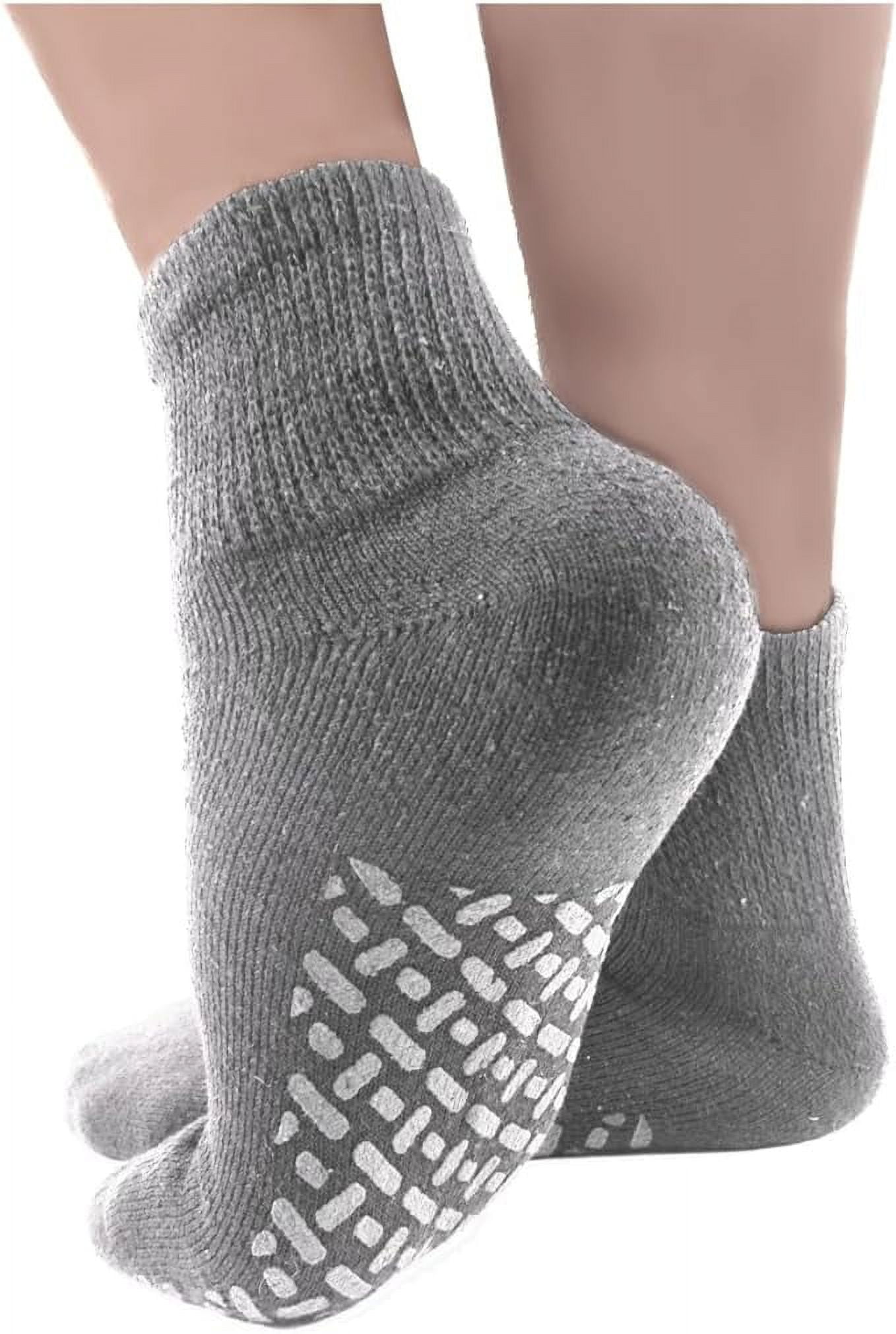 Comfort Axis 6 Pairs of Single Sided Non-Skid Travel Slipper Ankle Socks, Gray (XX-Large)
