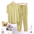 thumbnail image 4 of Pijamas coreanos de manga corta para mujer, ropa de dormir de Modal, suelta, talla grande, cómoda, ropa de noche, 4 of 4
