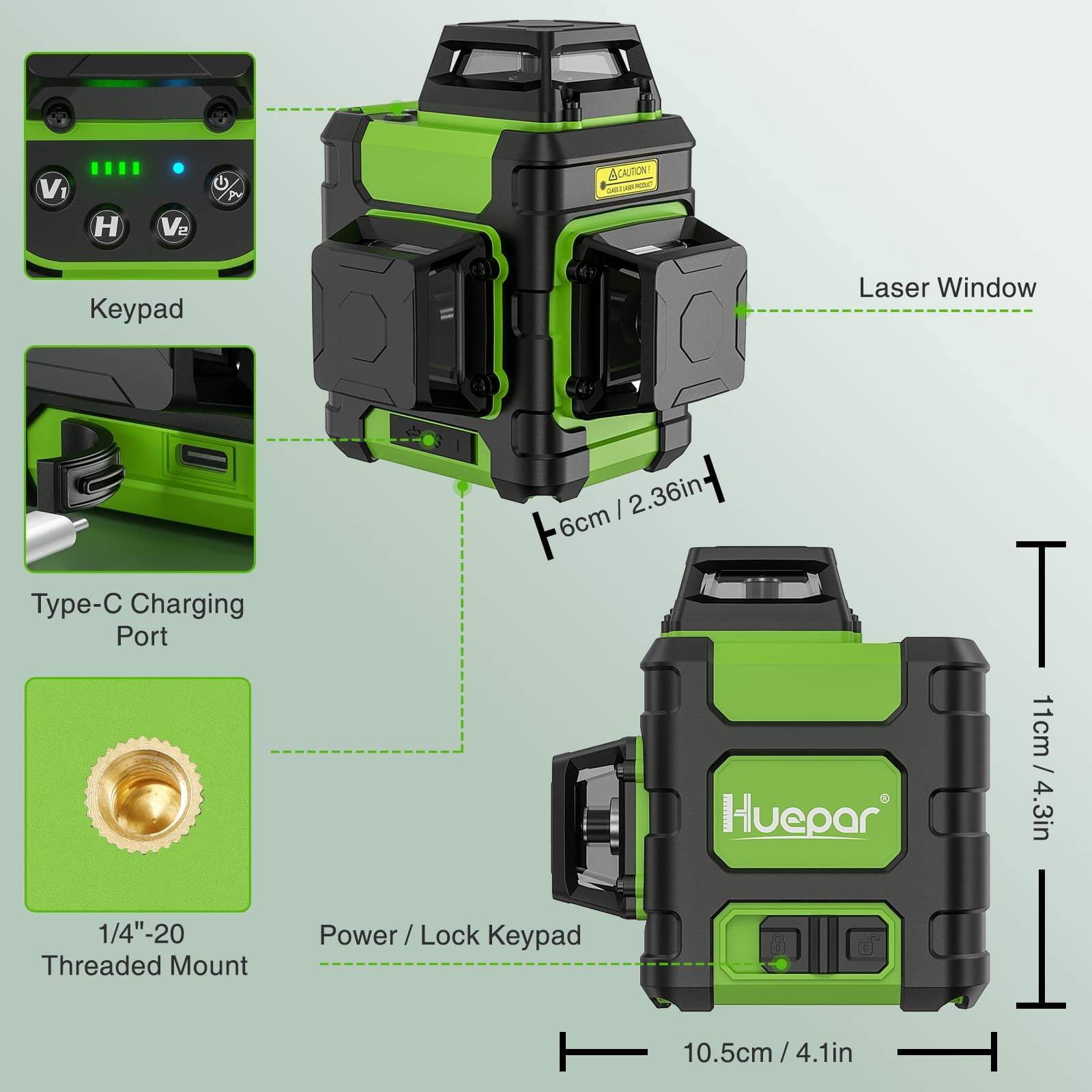 3D 12 Lines Self-Leveling Laser Level, 200Ft Green Beam 3 x 360° Outdoor Cross Line Laser Level Tool with Li-ion Battery, Magnetic Bracket and Hard Carry Case