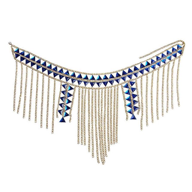 Cadena de bikini de cristal con borlas de aleación, cadena para el cuerpo, cadena para el hombro multicapa