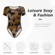 thumbnail image 4 of Fotbe Leopard Print Body de Mujer con Cuello Redondo y Mangas Cortas, Sin Mangas Ajustado, Suave, Cómodo y Básico-Large, 4 of 7