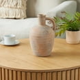 thumbnail image 2 of DecMode 11" Antique Style Distressed Beige Ceramic Vase with Handle, 2 of 9