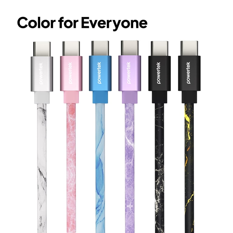 Powertek Marble 6ft USB-C to USB-C Cable, Purple photo 6