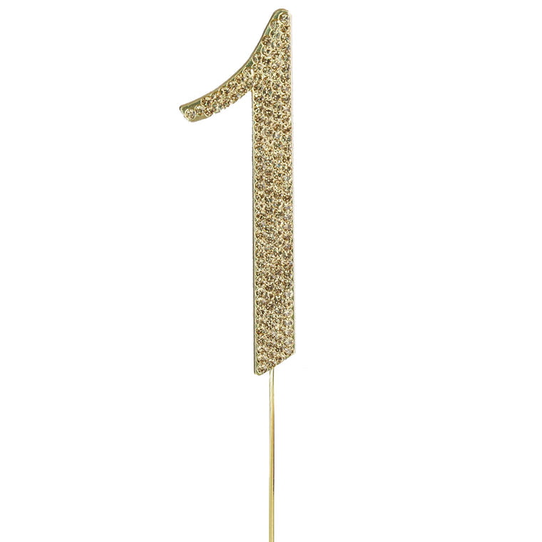 5" Rhinestone Gold Number One Hundred Bling Cake Topper 100 Birthday Party 