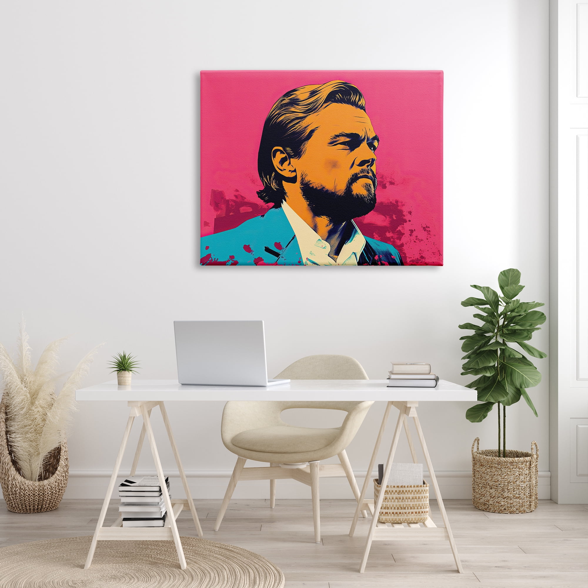 Stupell Industries Pop Style Leonardo DiCaprio Abstract Painting Gallery Wrapped Canvas Print Wall Art, 48 x 36