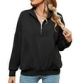 thumbnail image 4 of ShomPort Women Half Zip Sweatshirt Sweater Long Sleeve V Neck Casual Loose Sweatshirt Pullover Fall Clothes, 4 of 9