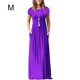 thumbnail image 2 of Qarigey Maxi vestido de manga corta con cuello y bolsillos plisados ​​para mujer Vestidos Violeta METRO Qarigey AP002044-07, 2 of 6