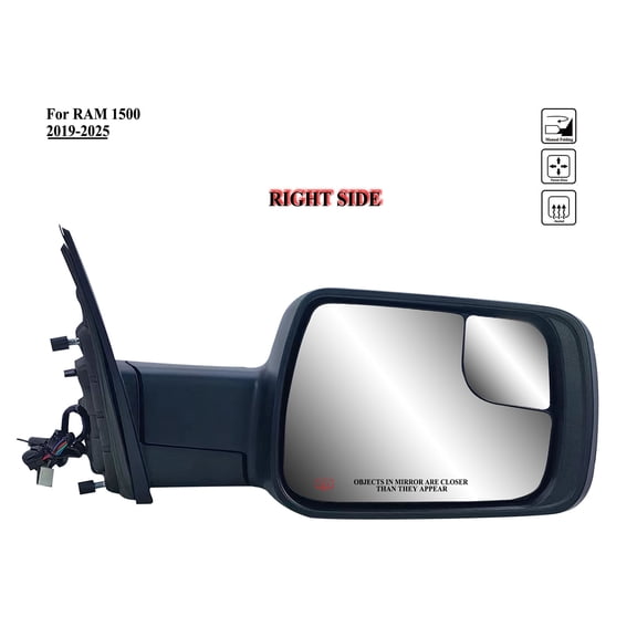 Passenger Right Side Door Mirror Power and Heated for 2019 to 2025 RAM 1500