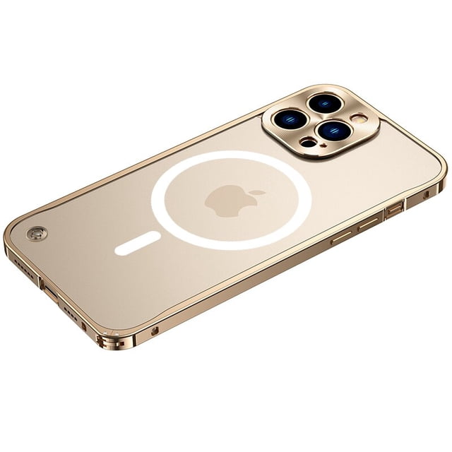 Funda de teléfono Magsafe con marco de Metal de aleación de aluminio de lujo para Iphone 11 12 13 14 Pro Max Mini soporte para carga inalámbrica magnética