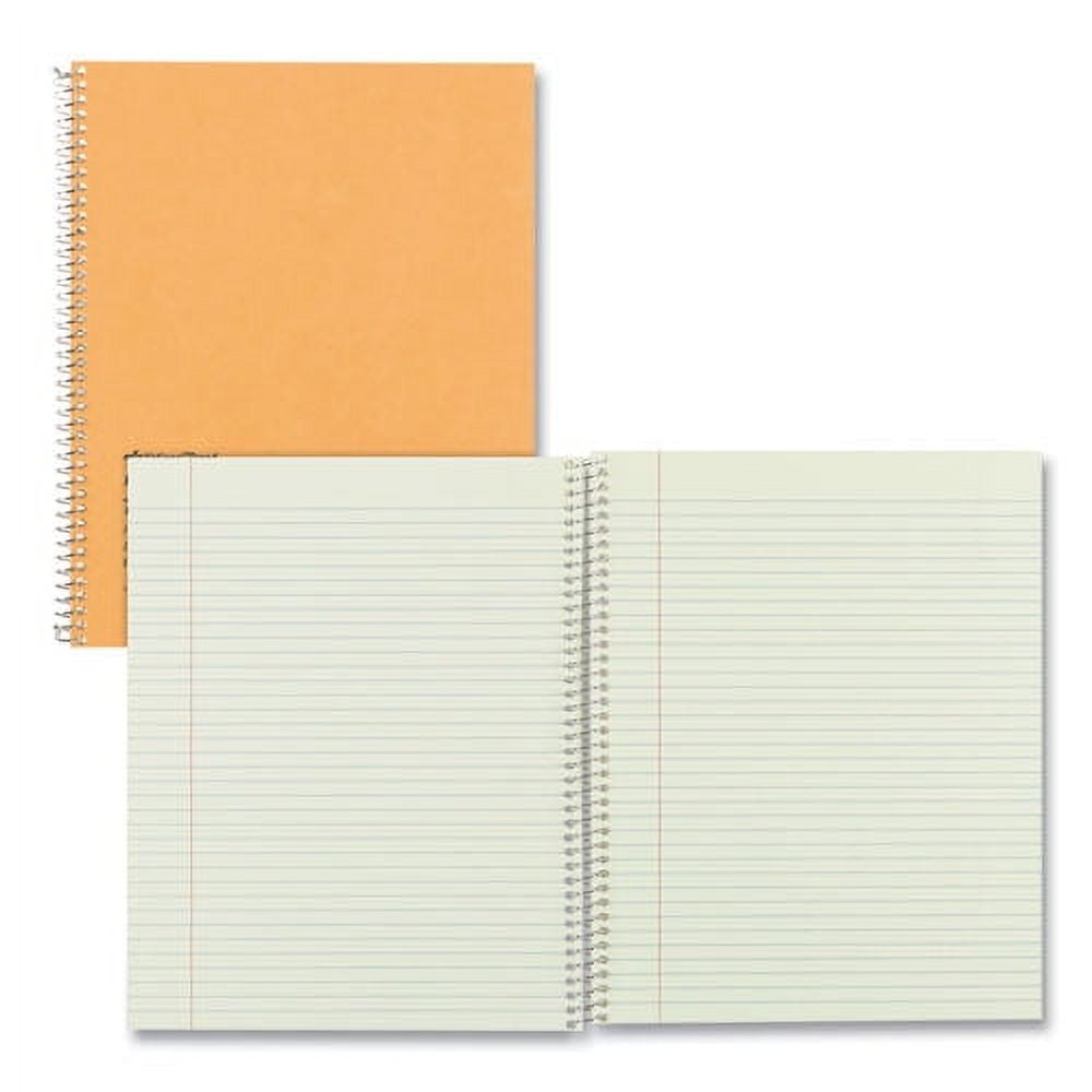 Single-Subject Wirebound Notebooks, 1 Subject, Narrow Rule, Brown Cover, 10 X 8, 80 Eye-Ease Green Sheets | Bundle of 5 Each