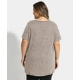 thumbnail image 4 of TIYOMI Plus Size Khaki Tops For Women Summer Knitting Round Neck Short Sleeve Shirts Pocket Solid Knitted Sweaters Tunic Tops Casual Long Tops Blouses Loose Fit T-Shirts XL 14W 16W, 4 of 7