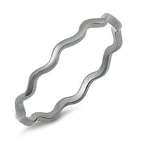 CHOOSE YOUR COLOR Black-Tone Wave Eternity Stacking Ring .925 Sterling Silver Band Jewelry Female Size 4