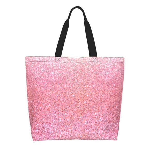 Disketp Sparkly Pink Glitter Tote Bag for Women, Handbag Shoulder Tote Bag, for Shopping and Travel