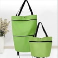 thumbnail image 4 of Carrito de compras plegable 2 en 1, plegable, de dos etapas, con cremallera, bolsa de compras plegable con ruedas, plegable, color naranja, 4 of 5