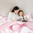 thumbnail image 5 of Homewish Personalized Initial P 2pcs Bedding Comforter Set For Teens Boys Girls,Geometric Stripes Twin Comforter Sets,Cute Ribbon Bow Breathable Bedding Set,Microfiber Bedroom Decor,Reversible, 5 of 8