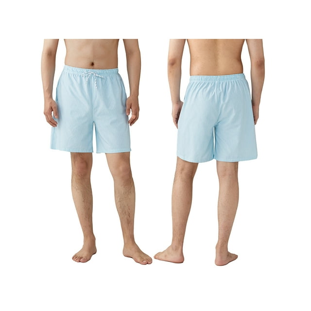SUNSIOM Men's Drawstring Beach Shorts Summer Elastic Waist Striped Print Board Shorts Beachwear with Pockets