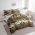 thumbnail image 3 of Homewish Bohemian Aztec Women Twin Bedding Sets 7-Piece, Brown Stripes Abstract Bedding Comforter Set, Rustic Farmhouse Style Reversible Sheet Sets, Lightweight Room Decor, 3 of 7