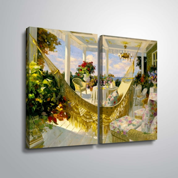ArtWall Summer Veranda, 2 Piece Gallery Wrapped Canvas Set by Tim Benjamin