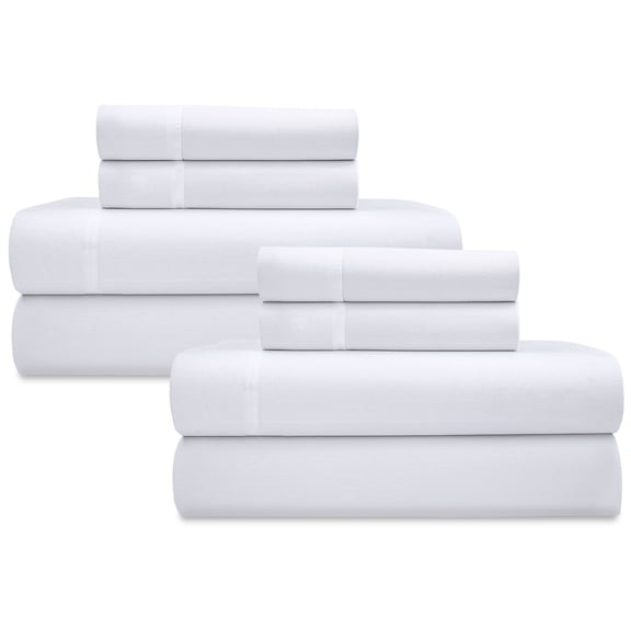 California Design Den 2-Pack 100% Organic Cotton Queen Sheet Set - Crisp Percale, Deep Pocket Queen Sheets 2 Pack, Durable Bedding Set - White