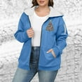 thumbnail image 3 of USSUMA Sweatshirts for Women Christmas Hoodies for Woman Long Sleeved Full Zipper Pocket Jacket Print Thick Plus Size Outerwear Lady Fitness Fall Winter Top Blue, 3 of 4