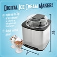 thumbnail image 2 of Nostalgia Helado eléctrico digital de 2 cuartos para helado casero, no requiere sal ni hielo, recipiente para enfriar durante la noche, acero inoxidable, 2 of 5