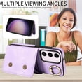 thumbnail image 3 of Phone Case for Samsung Galaxy S23 Plus S23+ 5G Wallet Cover with Tempered Glass Screen Protector Ring Stand Credit Card Holder Cell S23plus 23S + S 23 23+ SM-S916U 6.6 inch Women Girls Purple, 3 of 7