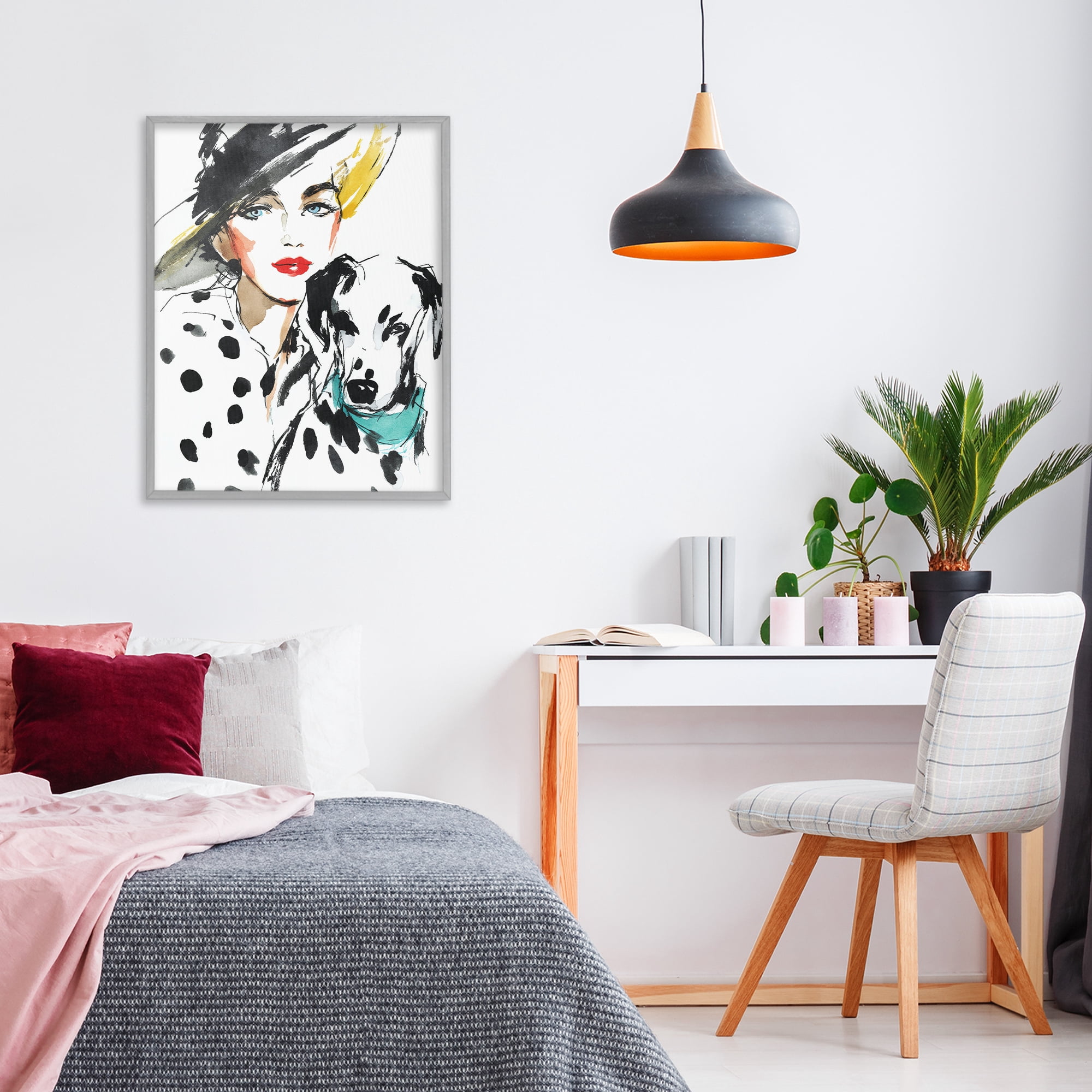 Stupell Industries Trendy Dalmatian Muse Gray Framed Giclee Art, design by Svetlana Aleynikova