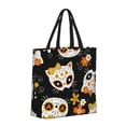 thumbnail image 2 of Naloa Cat Skulls and Flowers Tote Bag for Women, Foldable Tote Bag With Zipper, Large Shoulder Bag, Top Handle Handbag for Travel, Work, Shopping, 2 of 9