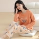 thumbnail image 2 of Pijamas de otoño e invierno para mujer, de algodón, de manga larga, con bonitos dibujos animados, para el hogar, se pueden usar al aire libre, traje de dos piezas, 2 of 5